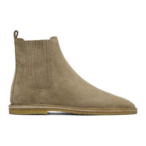 Saint Laurent: Beige Suede Nino Chelsea Boots 